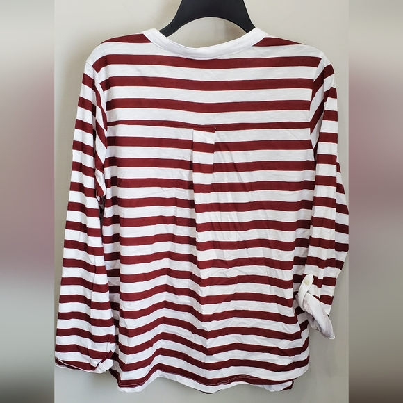 STYLE & CO PLUS SIZE COTTON RED & WHITE STRIPED TOP - Picture 3 of 8